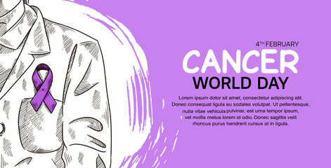 World Cancer Day Vector Design with doctor illustration for campaign and poster