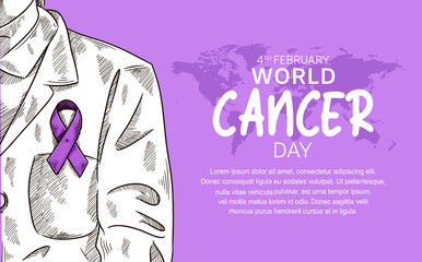 World Cancer Day Vector Design with doctor illustration for campaign and poster