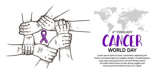 World Cancer Day Vector Design with hand holding illustration for campaign and poster