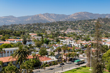 Beautiful high angle view from Santa Barbara County Courthouse - obrazy, fototapety, plakaty