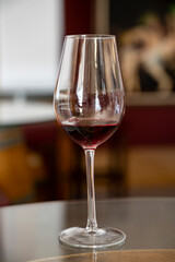 Wine industry of Cyprus island, tasting of red dry wine on winery located on south slopes of Troodos mountain range.