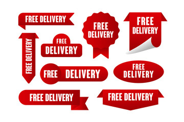 Free delivery badge label design sale promotion collection