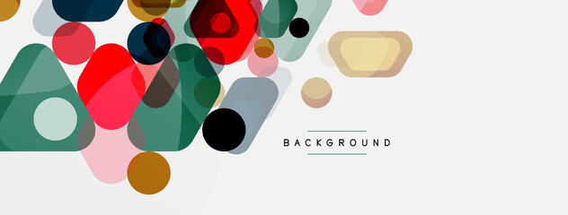 Color bubbles and rounded geometric shapes on white. Vector geometric minimal abstract background for wallpaper, banner, background, landing page