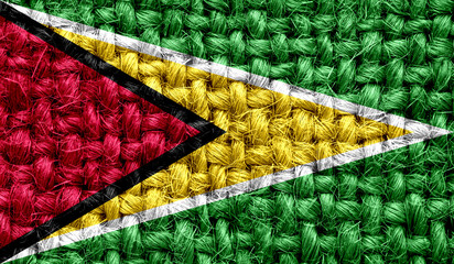 Guyana flag on fabric texture. 3D image