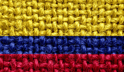 Obraz premium Colombia flag on fabric texture. 3D image