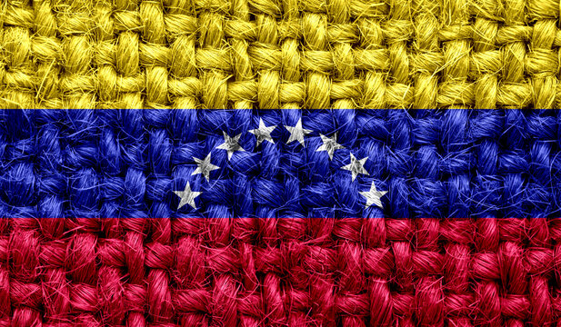 Venezuela flag on fabric texture. 3D image