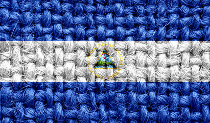 Nicaragua flag on fabric texture. 3D image