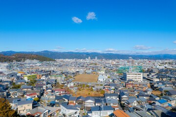 ドローン撮影　よく晴れた日の高知市全景