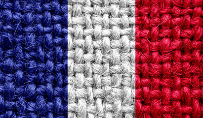 France flag on fabric texture. 3D image