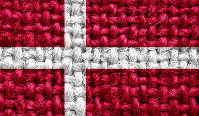 Denmark flag on fabric texture. 3D image