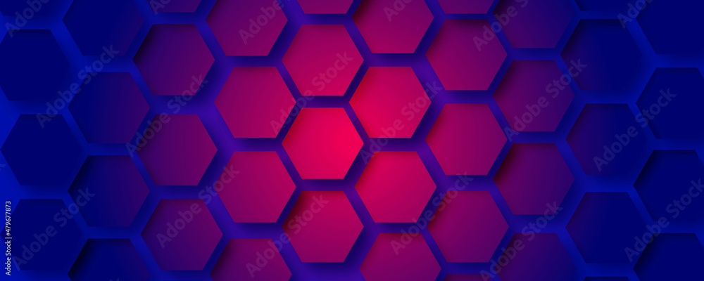 Poster hexagon background . abstract gradient gaming background design .