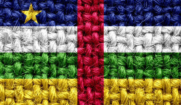 Central African Republic flag on fabric texture. 3D image