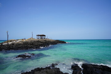 a wonderful seascape with seaside gazebo