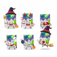 Halloween expression emoticons with cartoon character of economic books