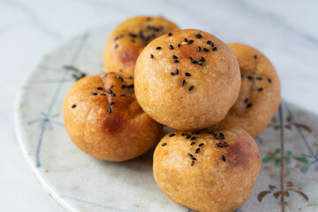 Round buns stuffed with black beans Indonesian Traditional Snack Made