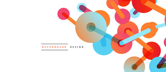 Abstract background. Round dots connected by lines. Trendy techno business template for wallpaper, banner, background or landing