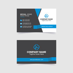 Clean and modern corporate business card print templates. Personal visiting card with company logo. Stationery design. minimal business card in blue color template
