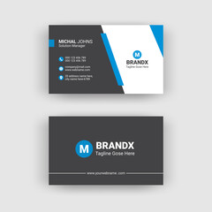 Clean and modern corporate business card print templates. Personal visiting card with company logo. Stationery design. minimal business card in blue color template