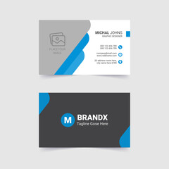Clean and modern corporate business card print templates. Personal visiting card with company logo. Stationery design. minimal business card in blue color template