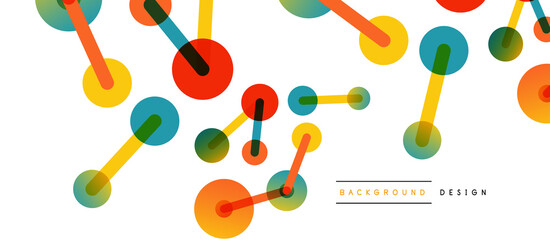 Line points connections geometric abstract background. Circles connected by lines. Trendy techno business template for wallpaper, banner, background or landing