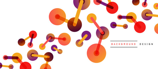 Line points connections geometric abstract background. Circles connected by lines. Trendy techno business template for wallpaper, banner, background or landing