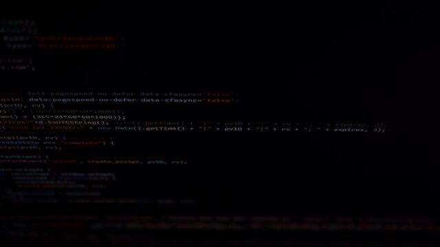 HTML pc Programming script showing computer software on dark background
