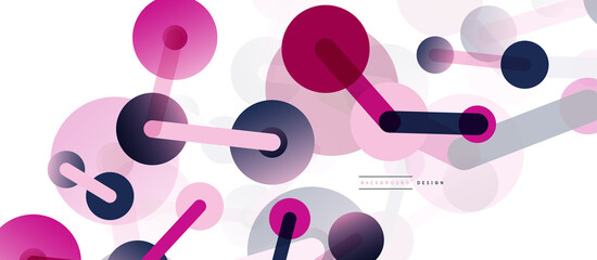 Line points connections geometric abstract background. Circles connected by lines. Trendy techno business template for wallpaper, banner, background or landing