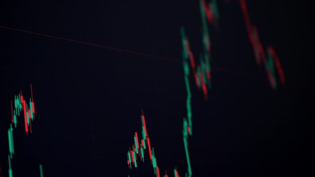 Monitor showing stock market fluctuation of internet trading technology