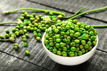 Baked greens  with  spies and salt. vegan diet snack food. 