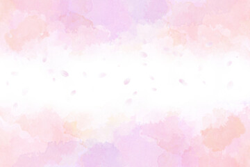 桜と花びら（カラフルなパステルカラーの背景）
