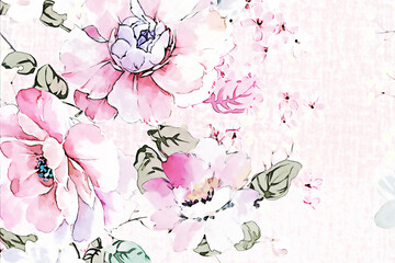 Panele Szklane Podświetlane  abstract floral rose peony bouquet illustration