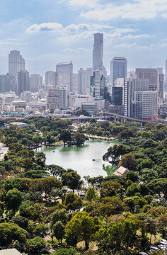 Wonderful cityscape at Lumphini Park, Park is a park in Bangkok, Thailand.