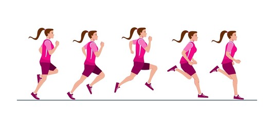 Collection of running woman illustration Animation sprite set Sport