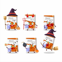 Halloween expression emoticons with cartoon character of history books