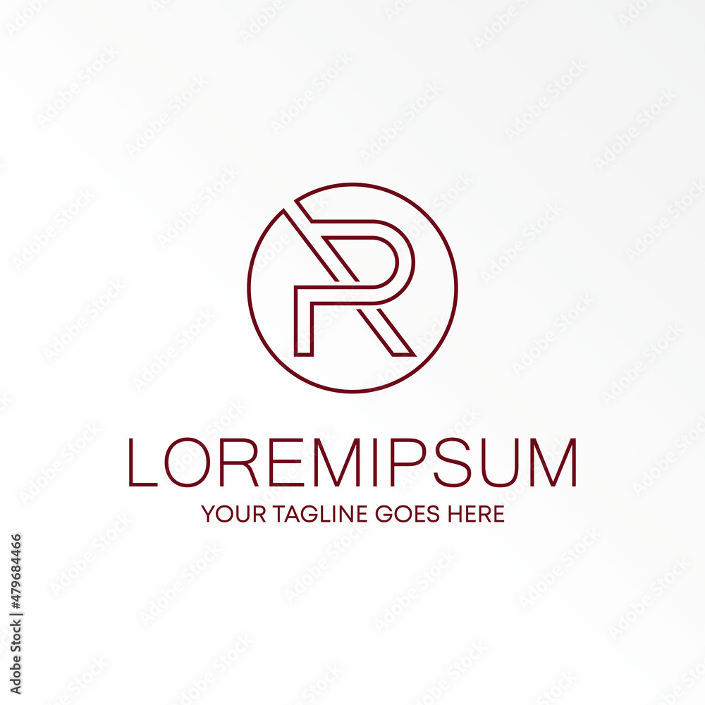 Poster letter or word r line font in circle image graphic icon logo design abstract concept vector stock. c