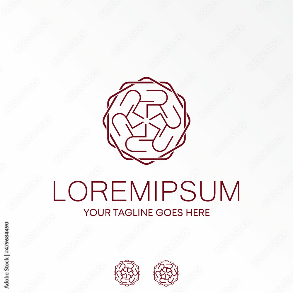 Poster letter or word r line font on circle around like motif image graphic icon logo design abstract conce