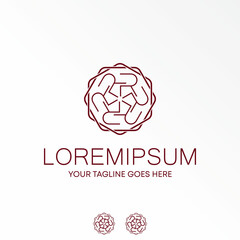 Letter or word R line font on circle around like Motif image graphic icon logo design abstract concept vector stock. Can be used as a symbol related to initial or interior.