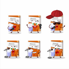 A Cute Cartoon design concept of history books singing a famous song
