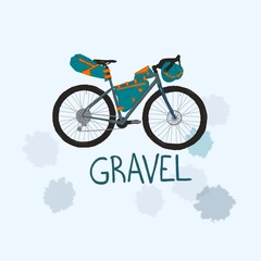 Bicycle outfitted with bike packing gear ready for a gravel ride