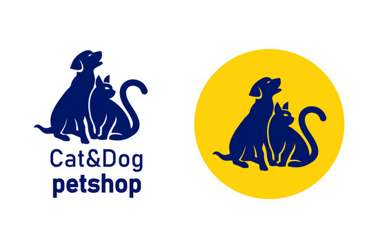 cat and dog logo for a pet shop or any related business vector