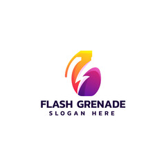 Vector Logo Illustration Flash Grenade Gradient Colorful Style.