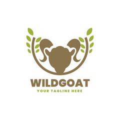Fototapeta premium Vector Logo Illustration Wild Goat Silhouette Style.