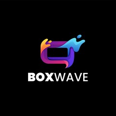 Vector Logo Illustration Box Wave Gradient Colorful Style.