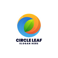 Vector Logo Illustration Circle Leaf Gradient Colorful Style.