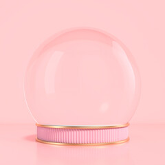 Empty glass dome design for product presentation case. 3d rendering