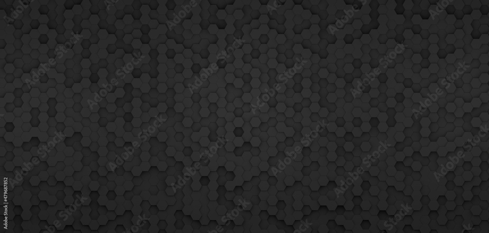 Poster full black with shadows dark irregular hexagonal pattern. colorful background. abstract honeycomb ba