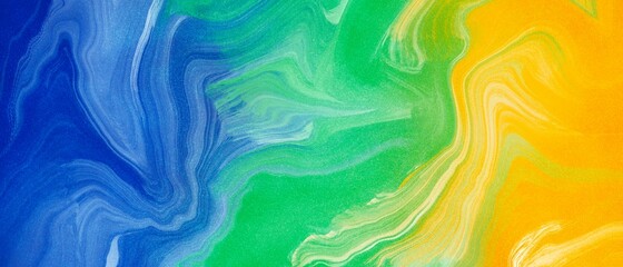 ざらざらテクスチャ・マーブル模様の背景横長バナー 青と黄緑と黄色 ラメ カラフル 粒子 抽象的