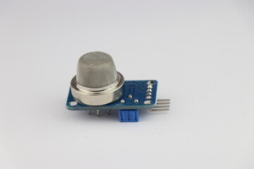 MQ2 Flammable Gas and Smoke Sensor on white background, Arduino gas sensor to detect gas leakages