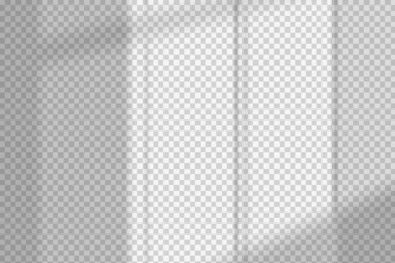 Window shadow vector overlay on transparent background. Natural scene of realistic soft lighting.