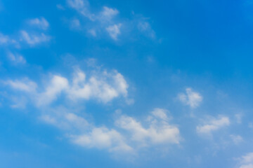 Bright blue sky with white fluffy clouds